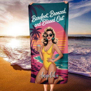 Barefoot Bronzed Blissed Out Tropical Beach Vibes Towel