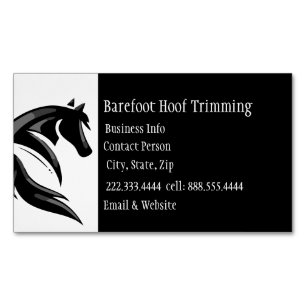 Barefoot Hoof Trimming Black White Classic Busines Magnetic Business Card