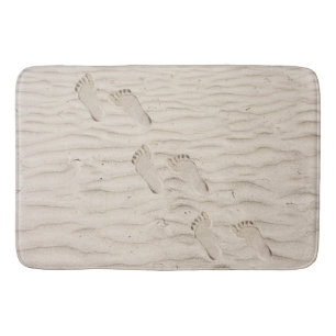 Barefoot Prints in Beach Sand Bath Mat