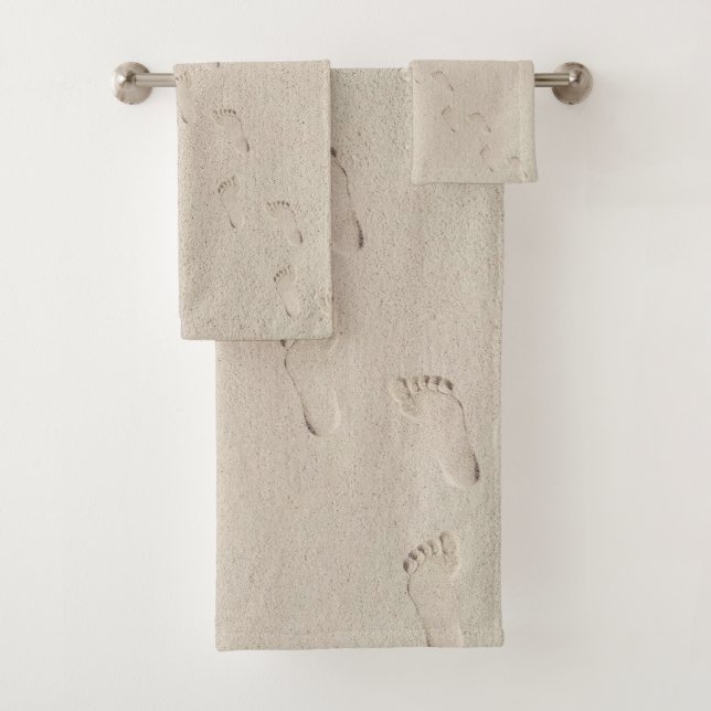 Barefoot Prints in Beach Sand  Bath Towel Set (Insitu)