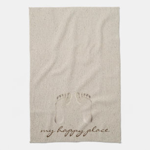 Barefoot Prints In Beach Sand Kitchen Towel