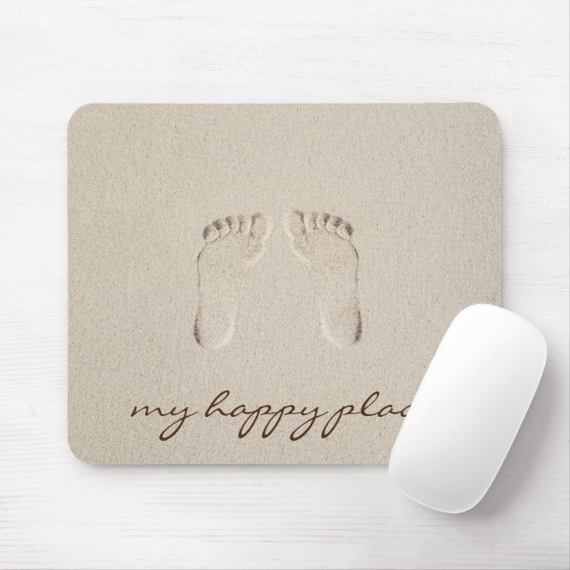 Barefoot Prints in Beach Sand  Mouse Pad (With Mouse)