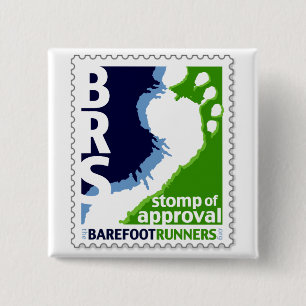 Barefoot Runners Society Stomp of Approval Square 2 Inch Square Button