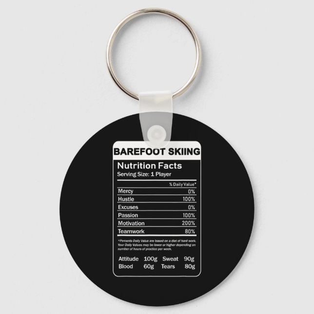 Barefoot skiing nutrition facts  keychain (Front)