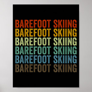 Barefoot skiing sports retro  poster