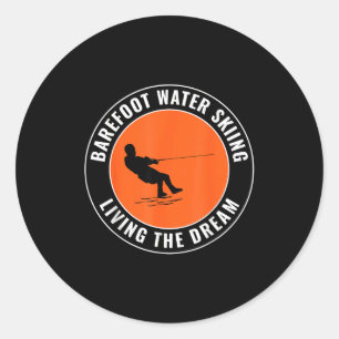 Barefooting barefoot water skiing motorboat water classic round sticker