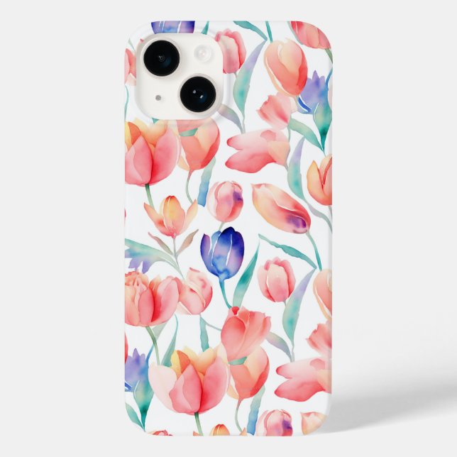 Barely There Watercolor Tulips iPhone 14 Case (Back)