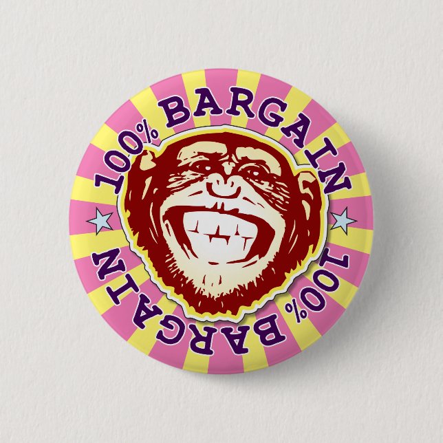 Bargain 100% Funny Funky Monkey Badge 2 Inch Round Button (Front)