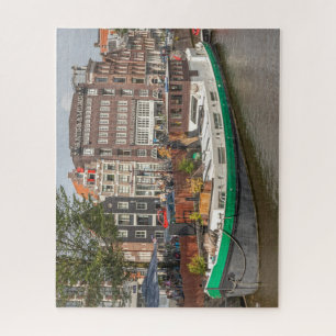 Barge moored on the Prinsengracht, Amsterdam Jigsaw Puzzle