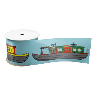 Barges and Canal Boat Narrowboats Birthday Satin Ribbon