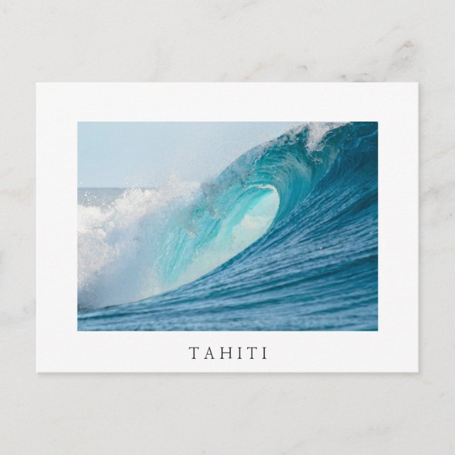 Baril de surf vague, Tahiti, carte postale blanche (Devant)