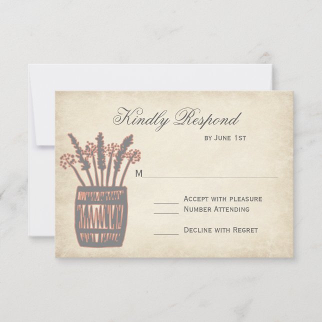 Baril de whisky de blé Cartes RSVP de mariage rust (Devant)