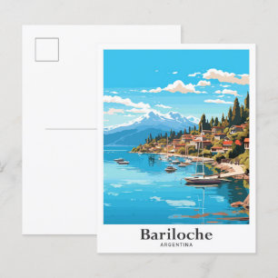 Bariloche Argentina Vintage Travel Illustration Postcard