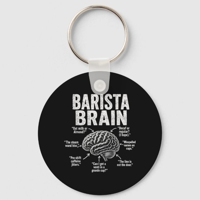 Barista Brain Coffee Professional Cafe Worker Keychain (Front)