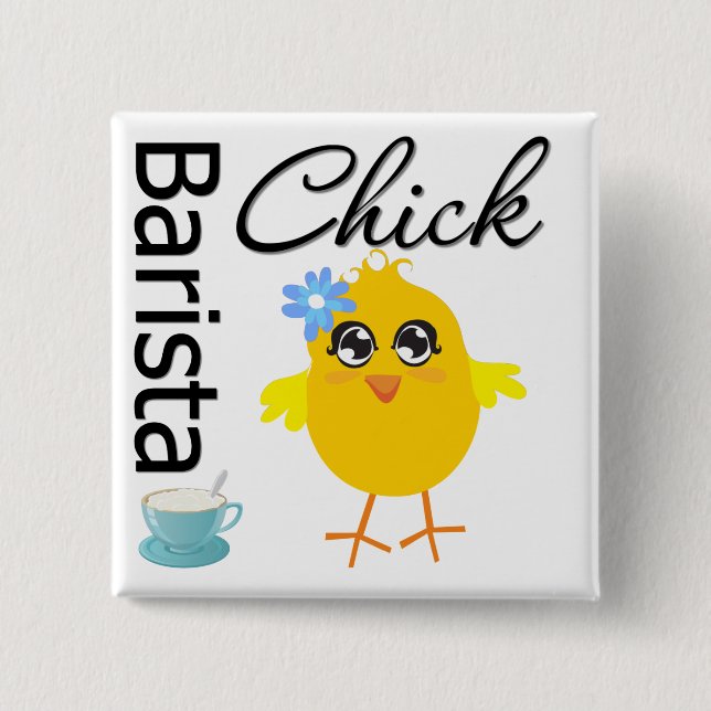 Barista Chick 2 Inch Square Button (Front)
