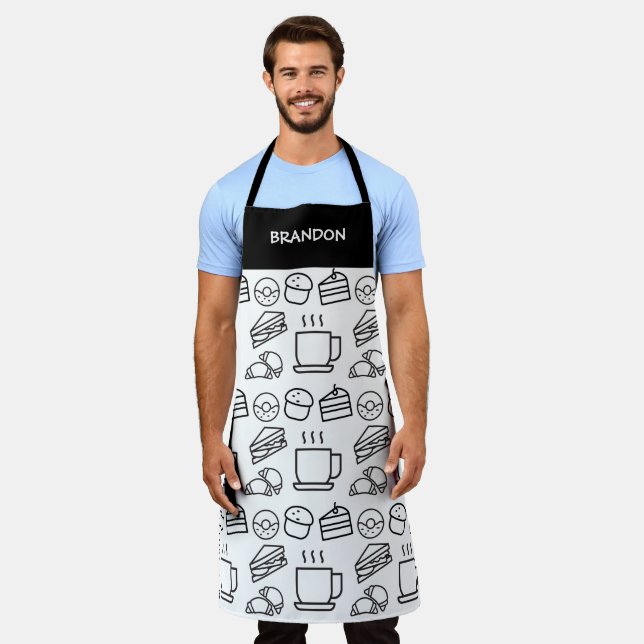 Barista Coffee Shop Cafe Bar Custom Name Apron (Worn)
