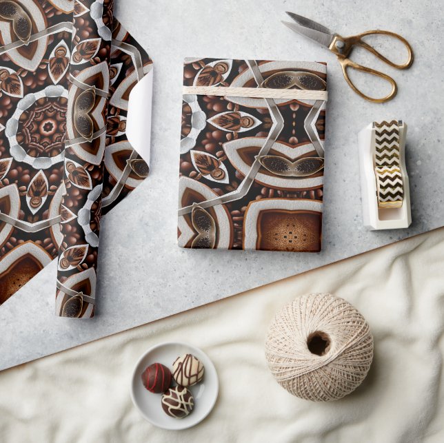 Barista Dream Black coffee and Beans Pattern No1 Wrapping Paper (Crafts)