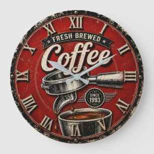 Barista Espresso Vintage Coffee Machine Decor  Large Clock