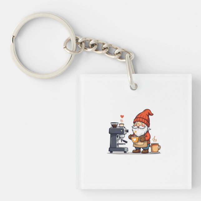 Barista Gnome Brewing Coffee Keychain (Front)