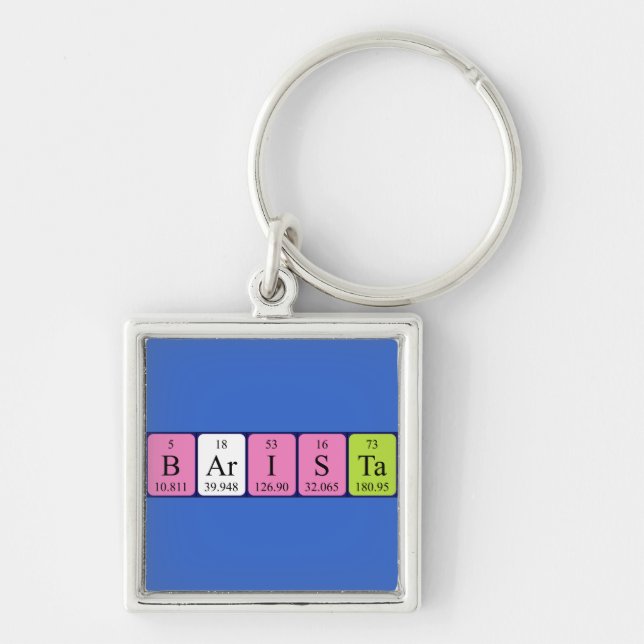 Barista periodic table name keyring (Front)