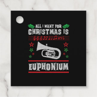 Baritone Euphonium Ugly Christmas Sweater Style Favour Tags