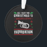 Baritone Euphonium Ugly Christmas Sweater Style Ornament<br><div class="desc">Baritone Euphonium Ugly Christmas Sweater Style</div>