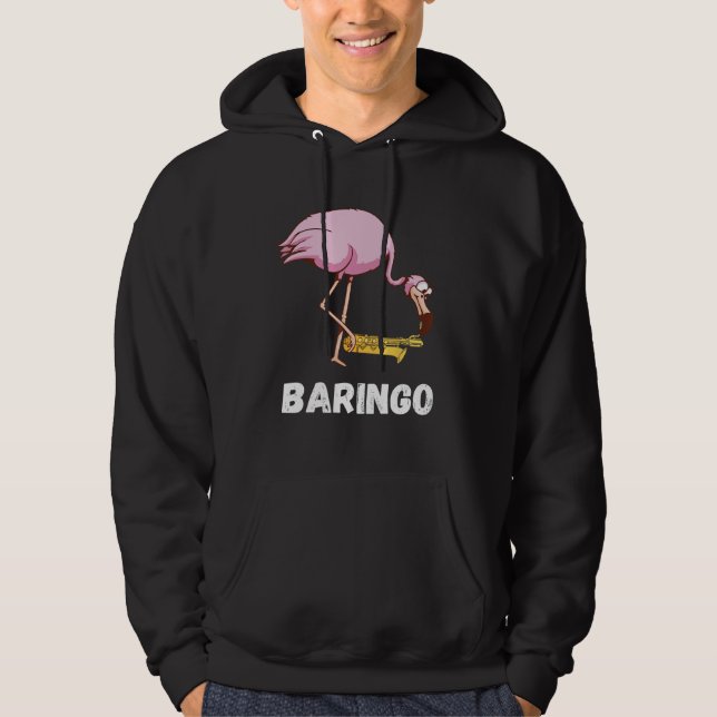 Baritone Flamingo Saxophonist Euphonium Saxophone  Hoodie (Front)