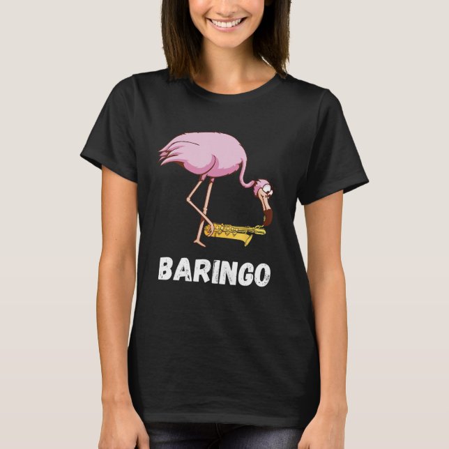 Baritone Flamingo Saxophonist Euphonium Saxophone  T-Shirt (Front)