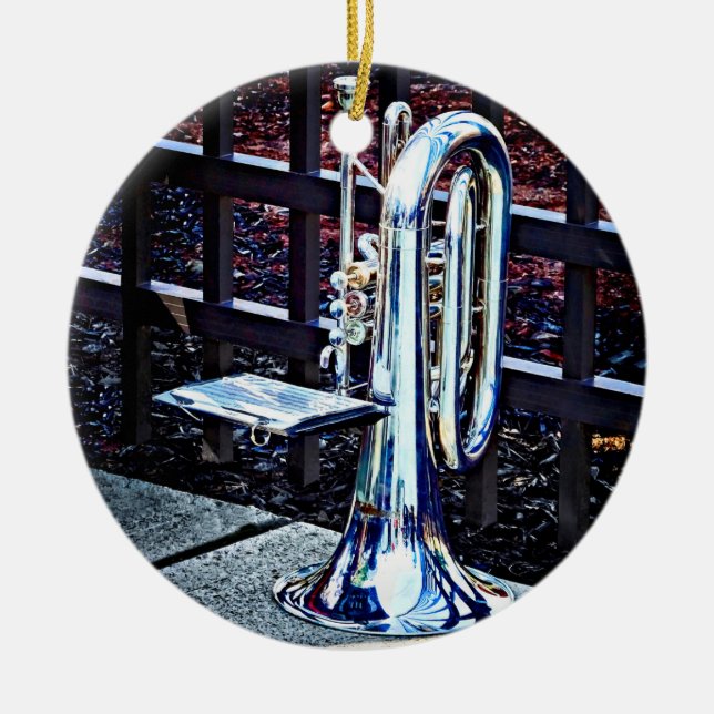 Baritone Horn Before Parade Ceramic Ornament (Front)