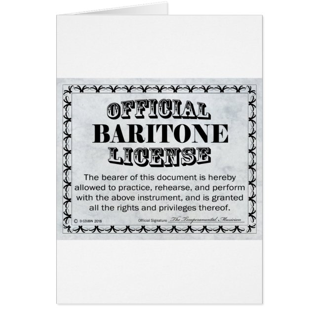 Baritone License (Front)