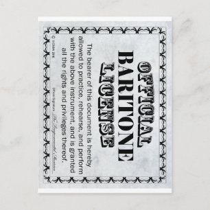 Baritone License Postcard