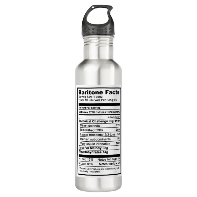 Baritone "Nutrional Information" 710 Ml Water Bottle (Front)