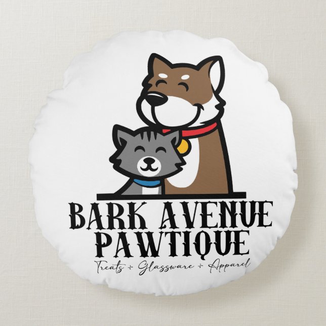 Bark Avenue Pawtique Round Pillow (Front)
