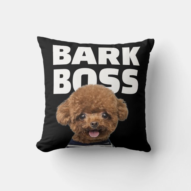 Bark Boss Dog Photo Custom Pet Throw Pillow (Front)