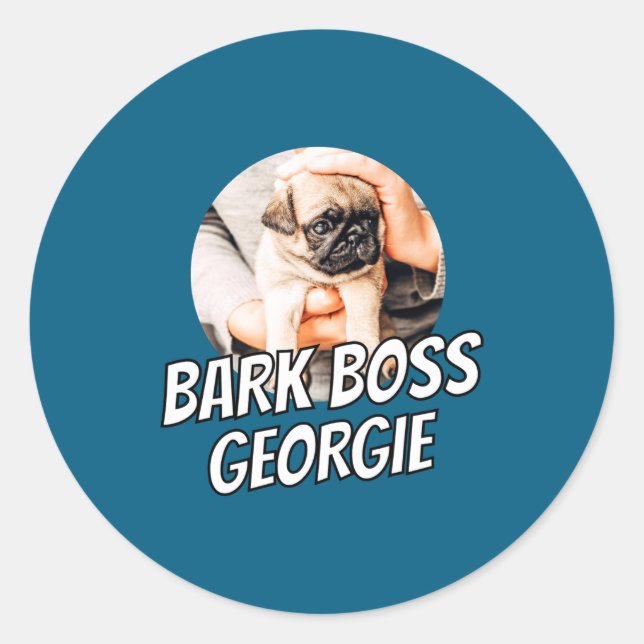 Bark Boss Pet Dog Photo Modern Simple Cool  Classic Round Sticker (Front)