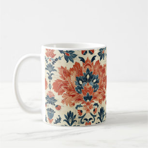 Bark Cloth Textile Pattern on White Coffee Mug
