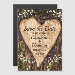 Bark Heart Wedding Save The Date Magnetic Card