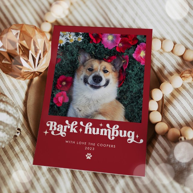 Bark Humbug Dog Photo Funny Christmas Holiday Card (Creator Uploaded)