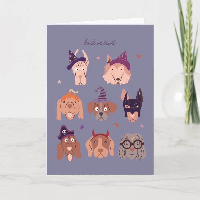 Bark or Treat Halloween Dogs Holiday Card (Front)