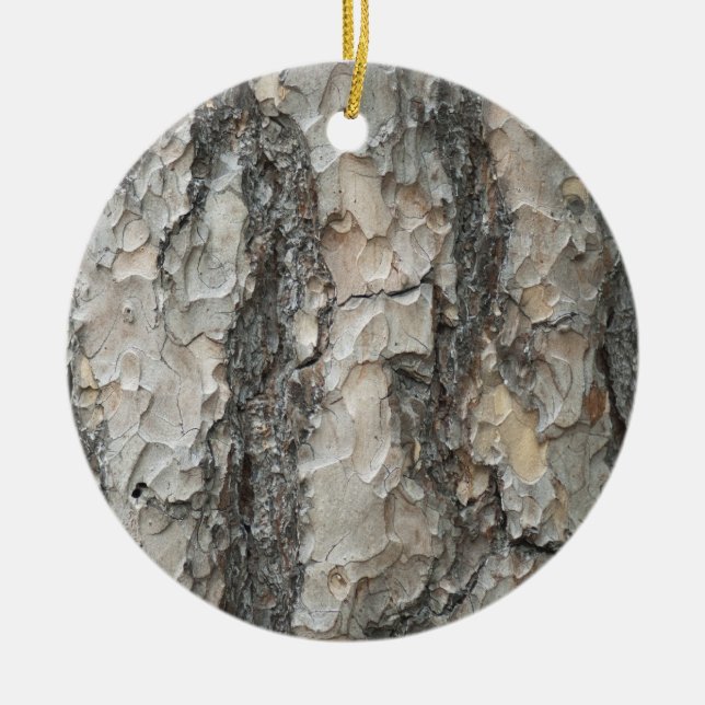 Bark Pine Wood Ceramic Ornament (Front)