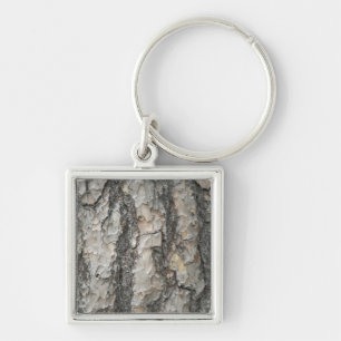 Bark Pine Wood Keychain