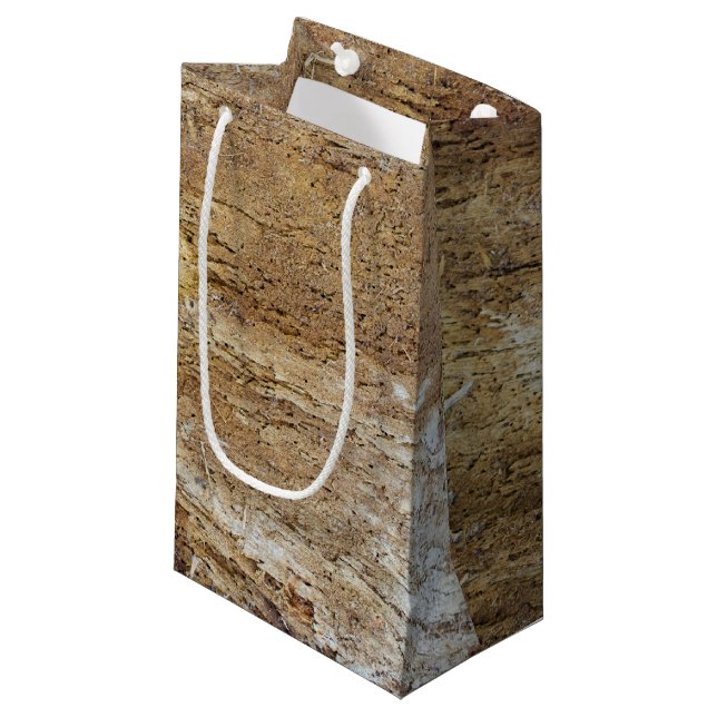 Bark wooden pattern small gift bag (Front Angled)