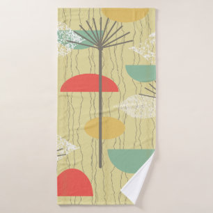 Barkcloth Abstract Flowers Bath Towel