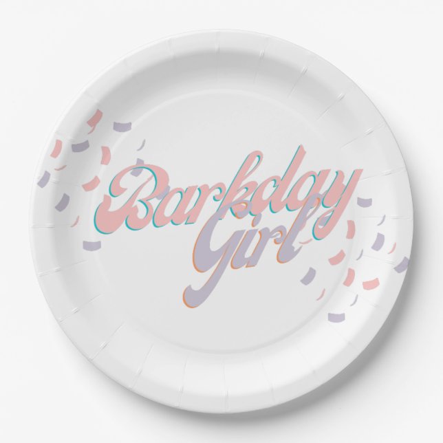 Barkday Girl Paper Plate (Front)