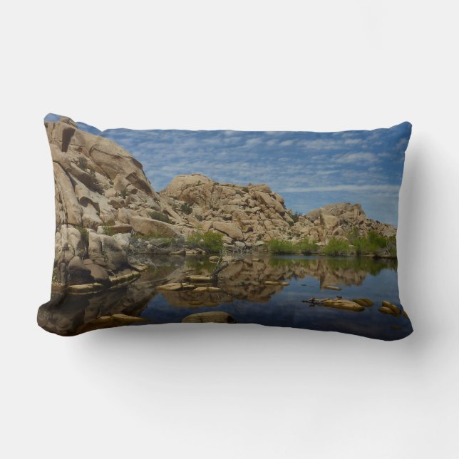 Barker Dam Reflection at Joshua Tree I Lumbar Pillow (Front)