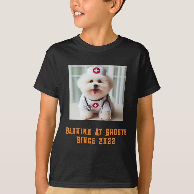 Barking At Ghosts Halloween Dog Lover Personalized T-Shirt (Front)