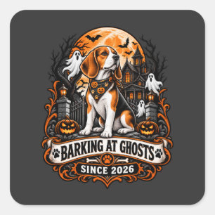 Barking At Ghosts Since 2026 Beagle Halloween Ghos Square Sticker