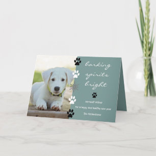 Barking Spirits Bright Puppy Dog Photo Holiday Card