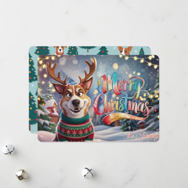 Barking Up Christmas Joy Holiday Card (Front/Back In Situ)