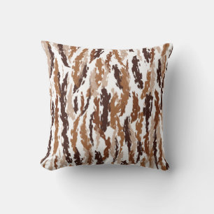 Barkley - Earthtone paint strokes on white Throw Pillow